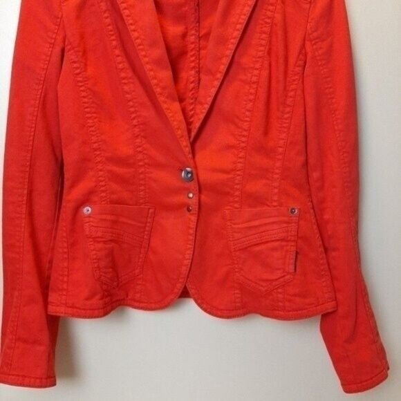 MARC CAIN Blazer Jacket 100% Cotton Red Sz 4 (N1) - Picture 8 of 16